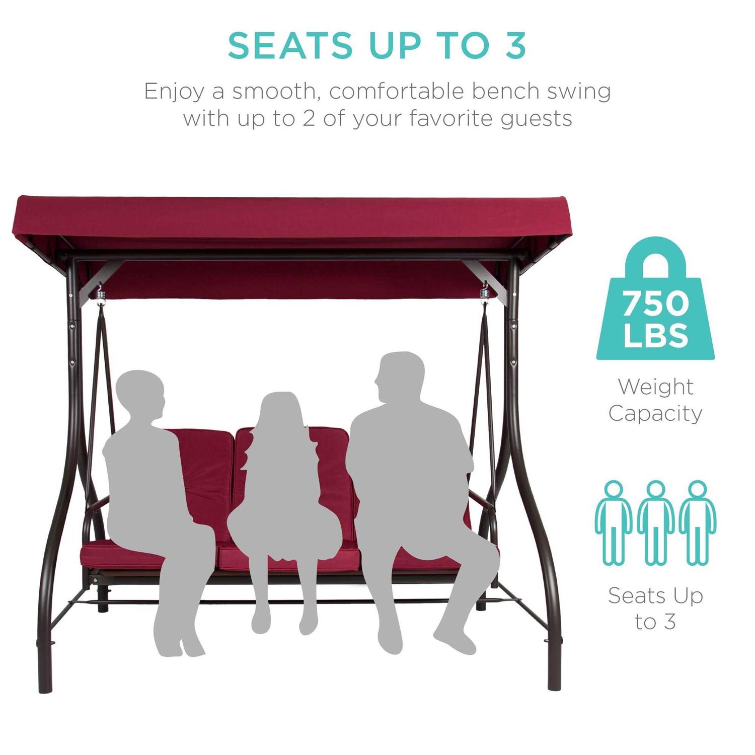 Best Choice Products 3-Seat Converting Outdoor Patio Canopy Swing Hammock