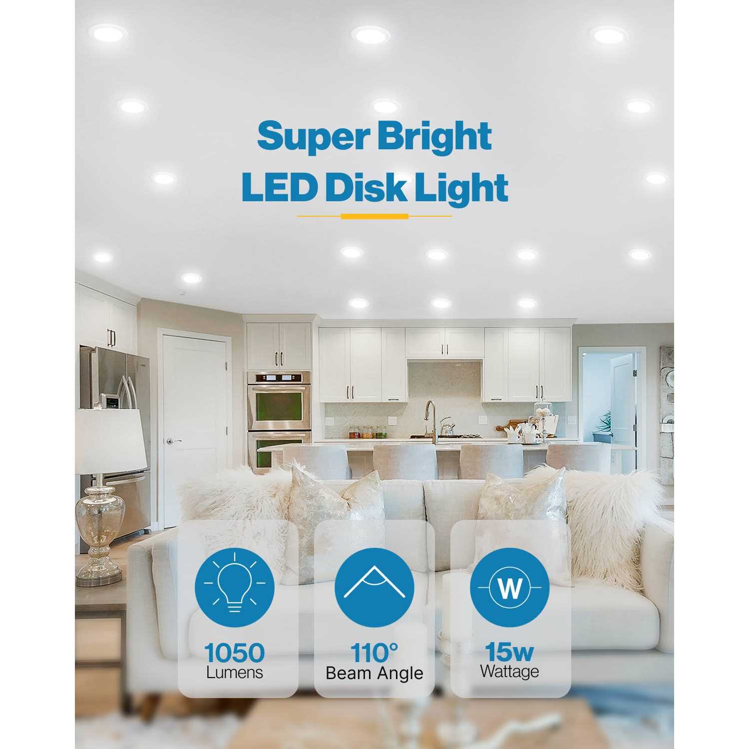 Sunco Lighting 5 inch / 6 inch Flush Mount Disk LED Downlight