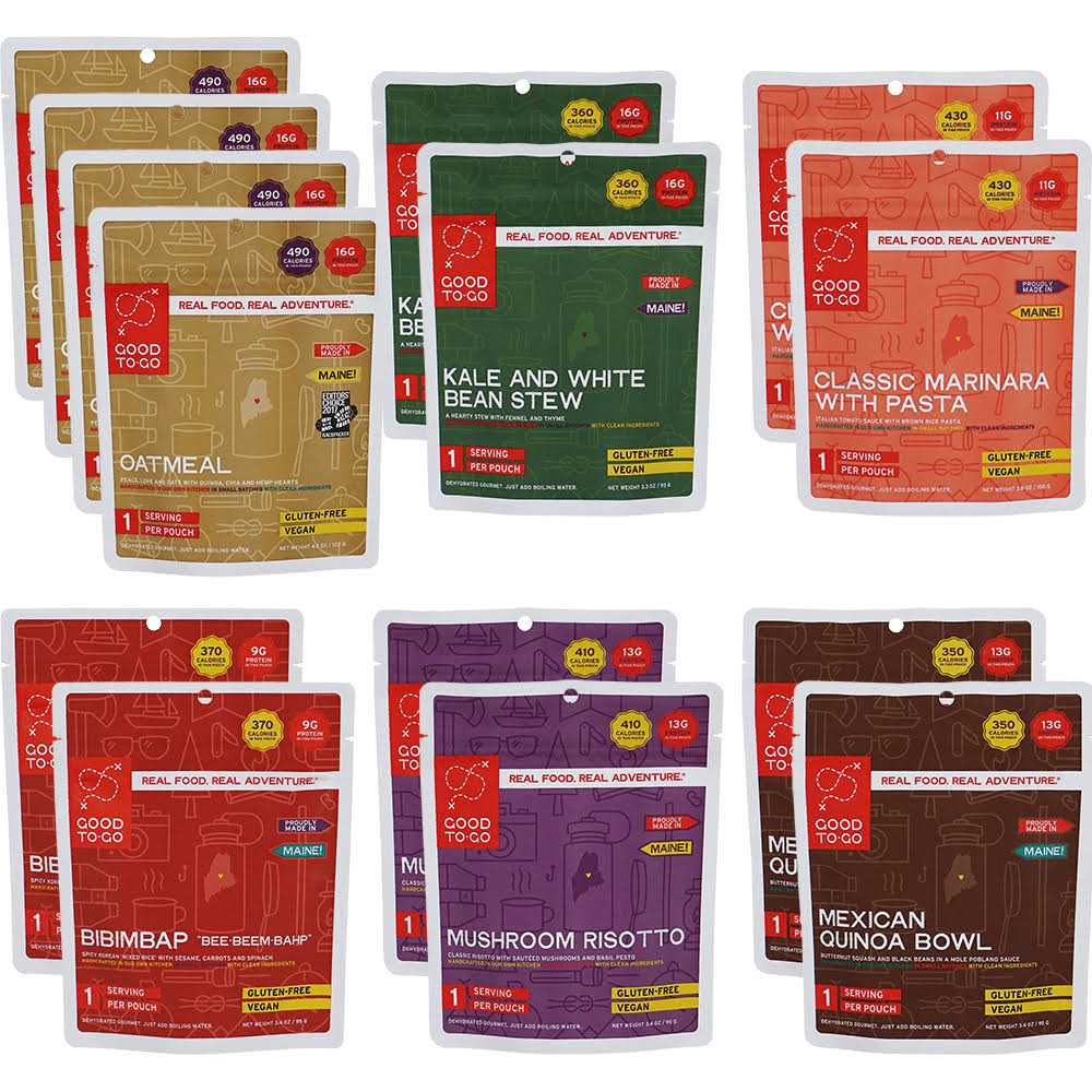Good To-go Vegan Food Kit Camping Food Backpacking Food Just Add Water Meals