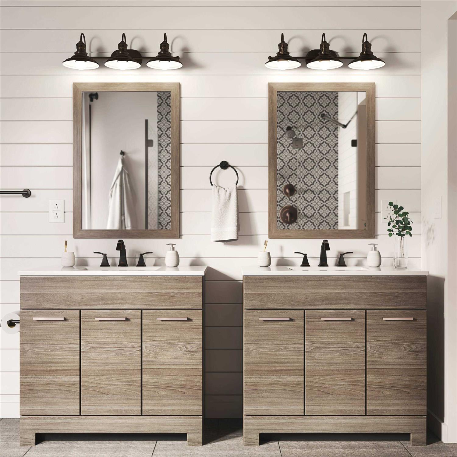 allen + roth Hainsbrook 26.12-in 3-Light Antique Bronze Coastal Vanity Light KDM1393A