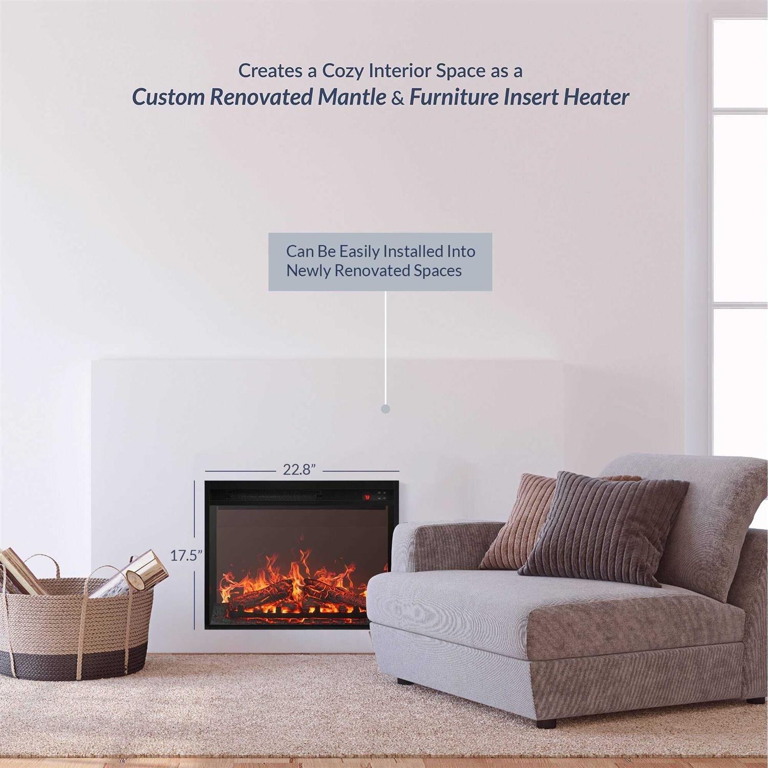 BELLEZE 23 Electric Fireplace Insert Indoor Heater w/ Remote Control