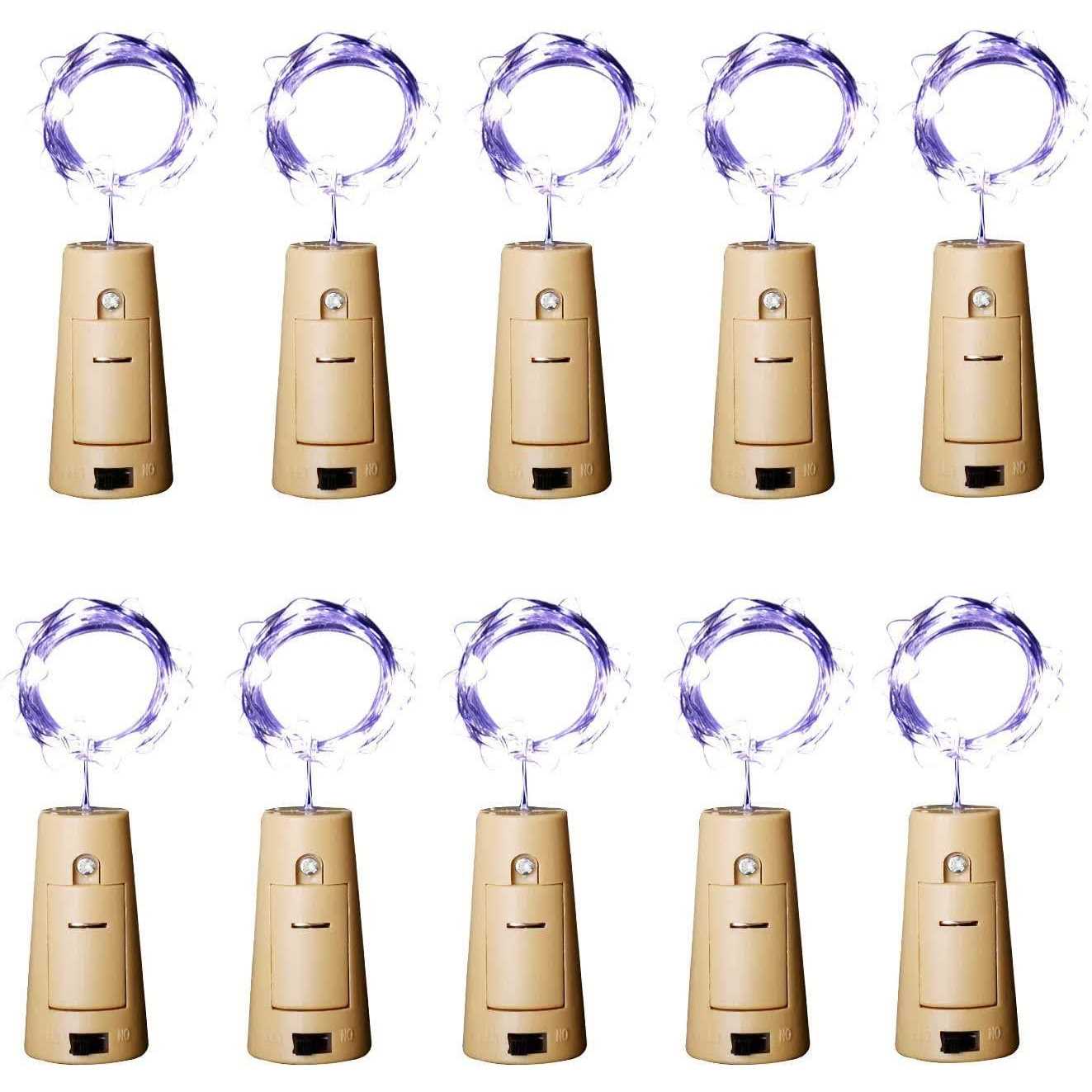 Aluan Wine Bottle Lights with Cork 12led 10 Pack Bottle Lights Battery Cork Lights for Wine Party Wedding Christmas