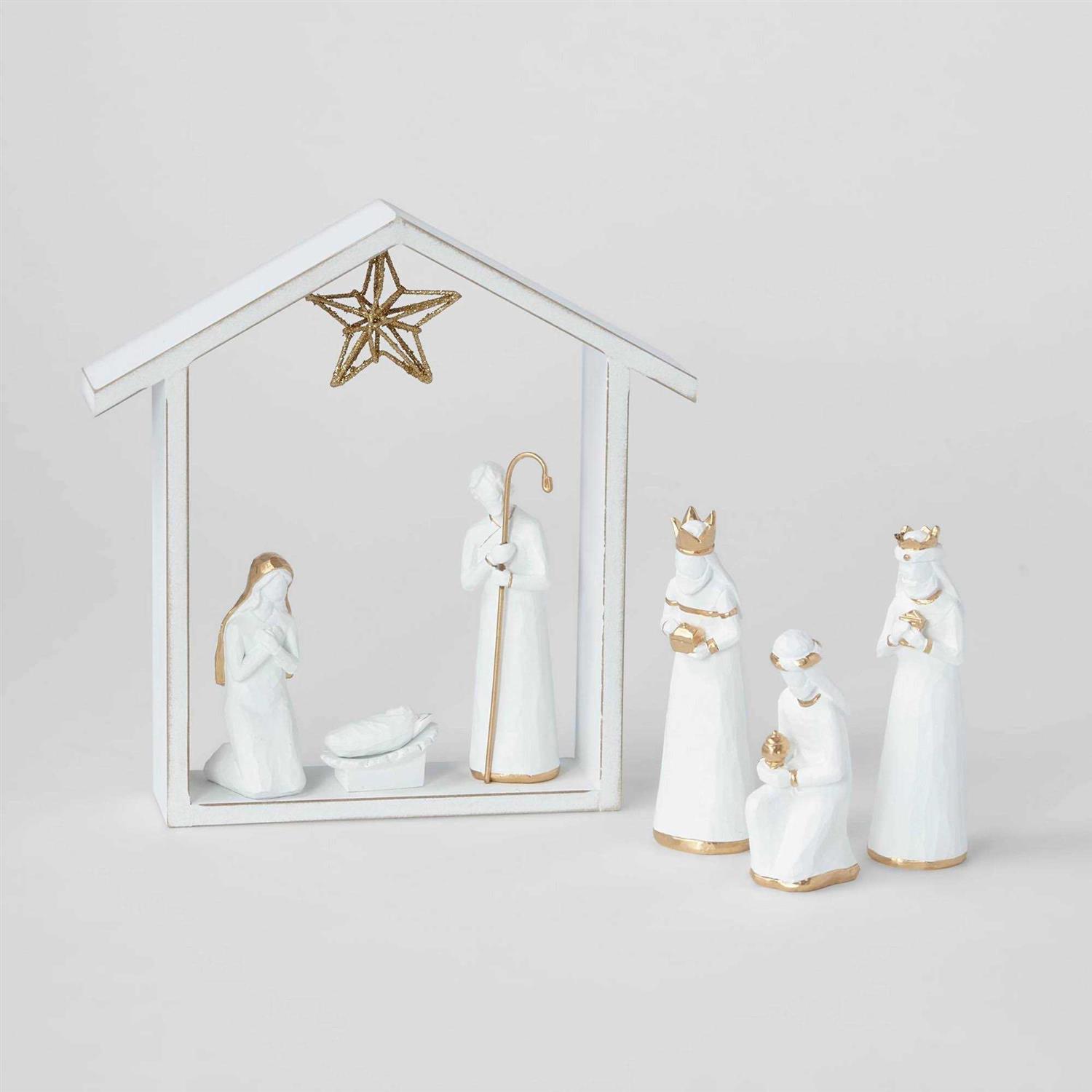 Wondershop 7pc Decorative Christmas Nativity Set White