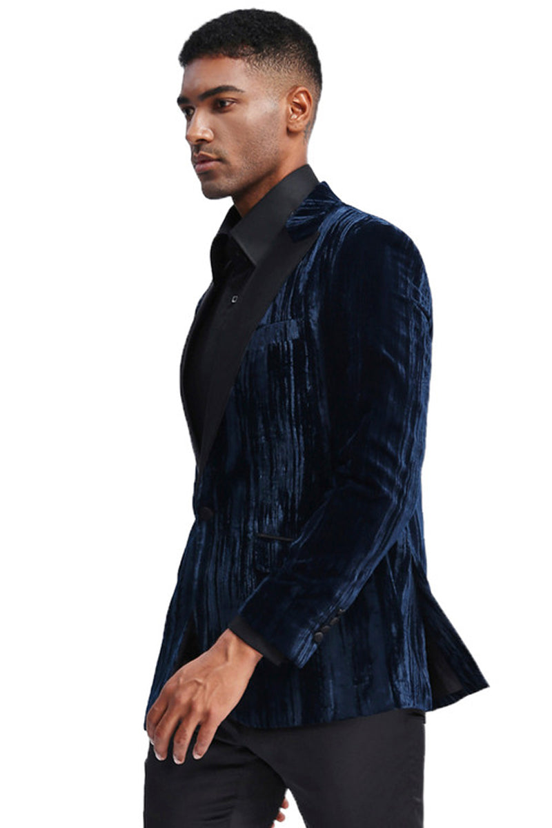 Men’s Textured Velvet Prom Tuxedo Jacket in Turquoise
