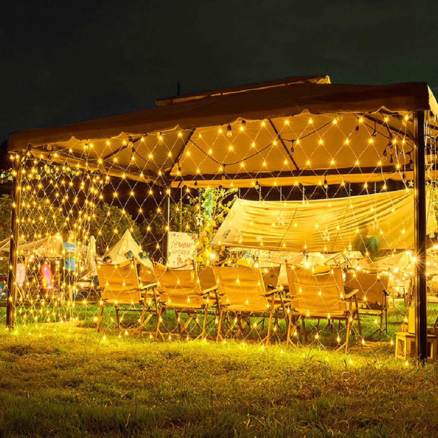 weillsnow 198 Led 9.8ft x 6.6ft 198 Led Net Lights Connectable 8 Lighting Twinkle Modes Mesh Lights for Christmas Outdoor Patio Garden Bush Fence