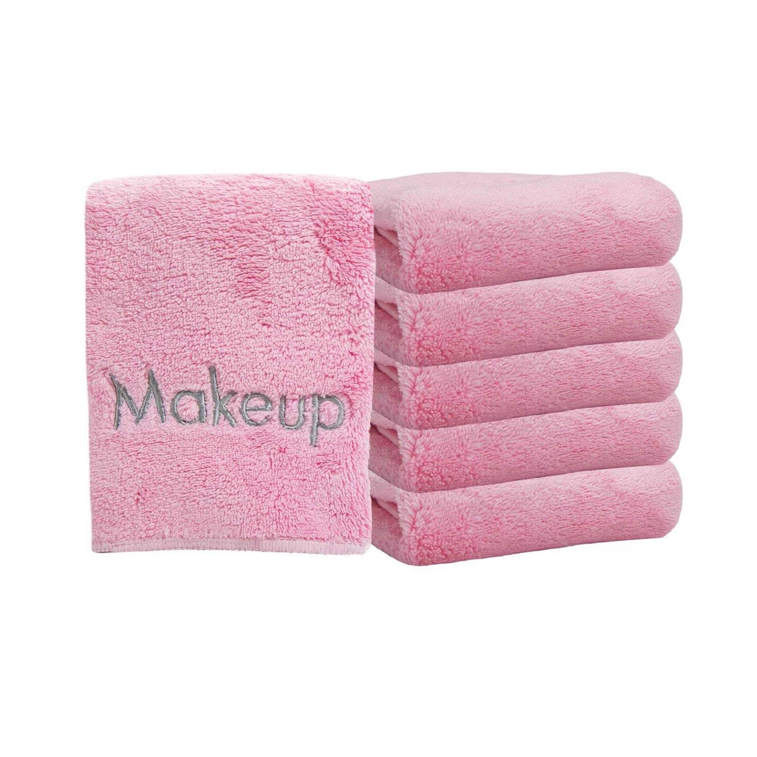 Arkwright Home Embroidered Coral Fleece Microfiber Makeup Towels