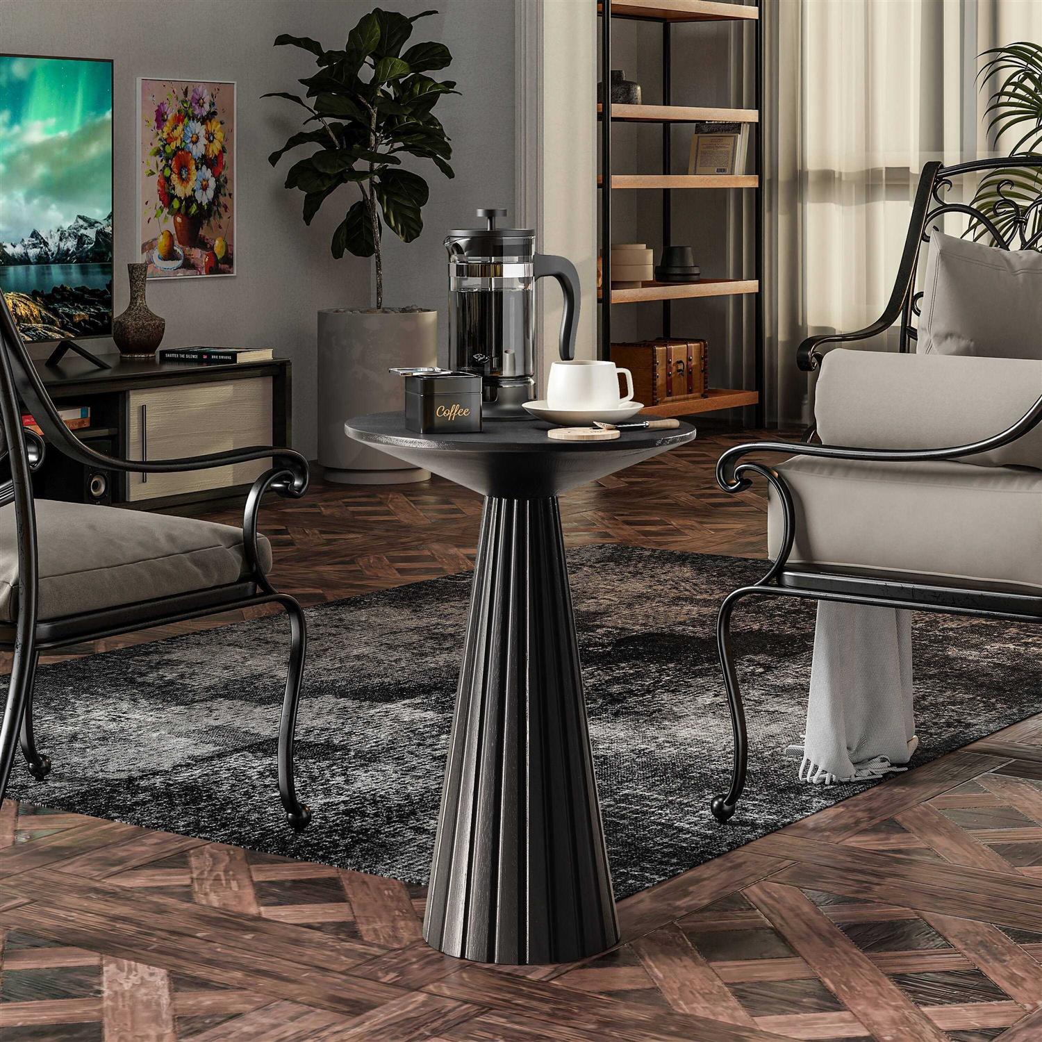 Cozayh Farmhouse Pedestal End Table Round Martini Table Wood Plant Stand Rustic Small Drink Table for Living Room