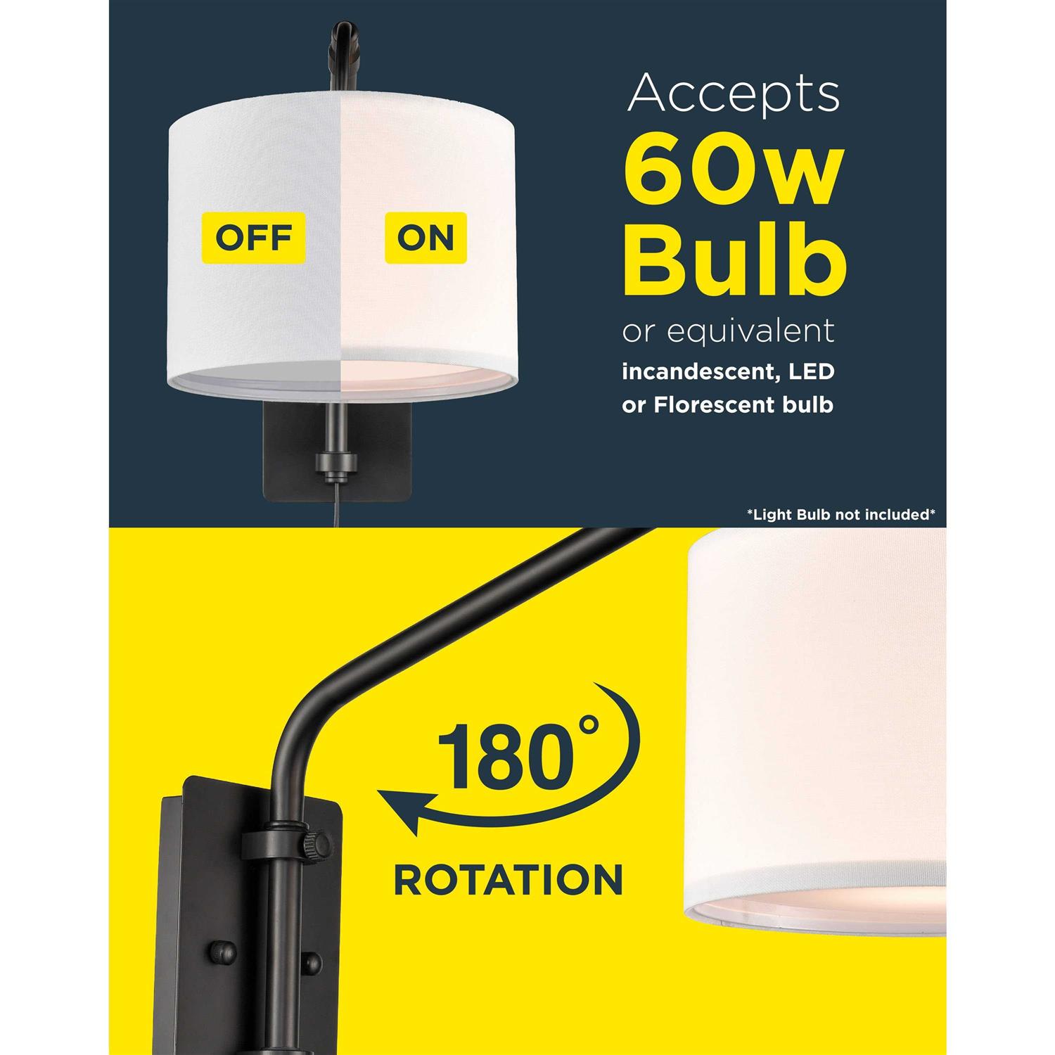 ART+LIGHT Adjustable Sconce Wall Mount Light with Telescopic Swing Arm