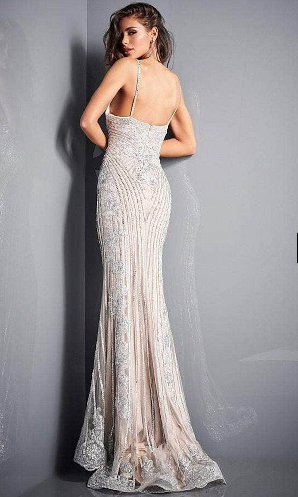 05752 Beaded Plunging V-Neck Mermaid Gown