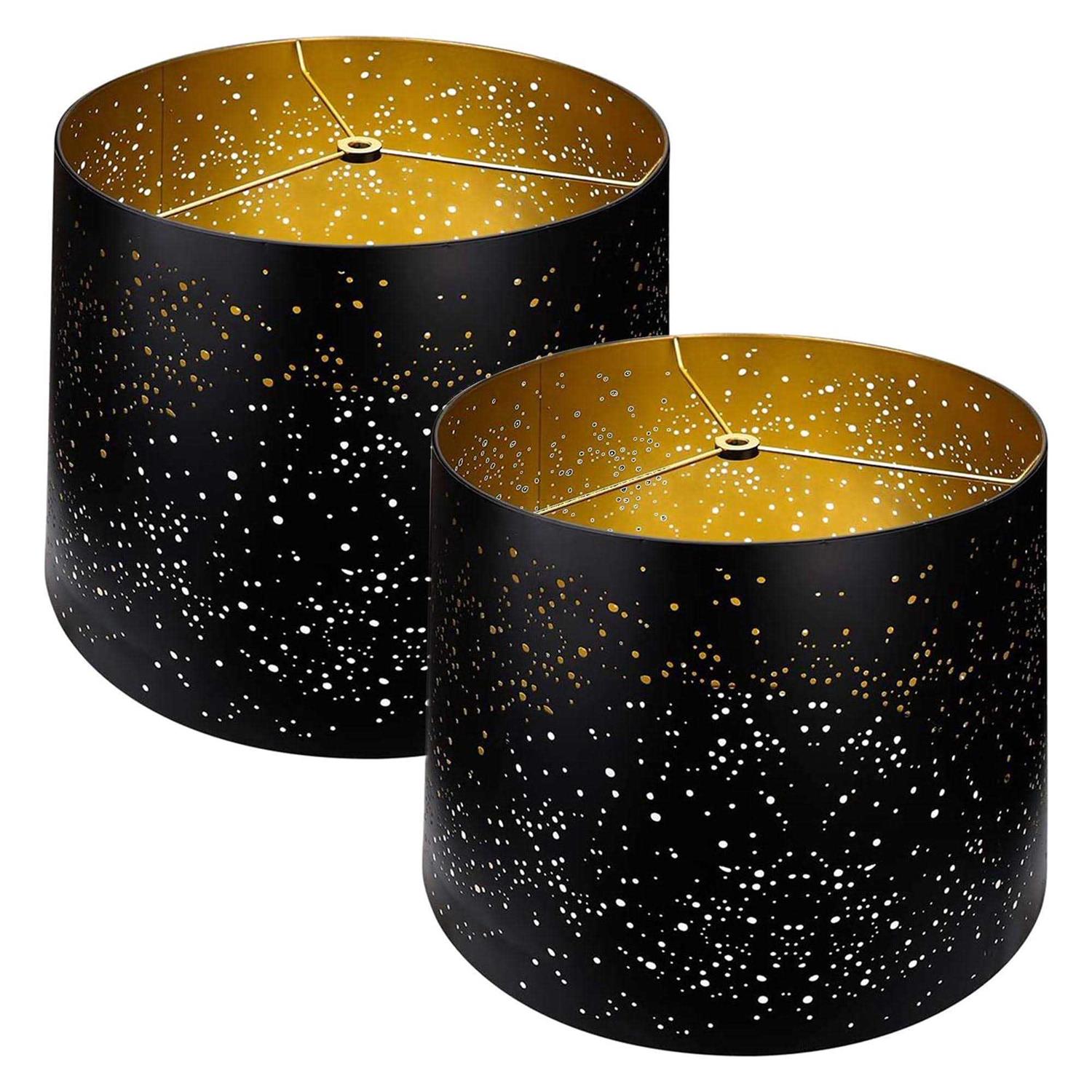 Alucset 12 x 14 x 10 Inch Starry Sky Etched Metal Drum Lamp Shade