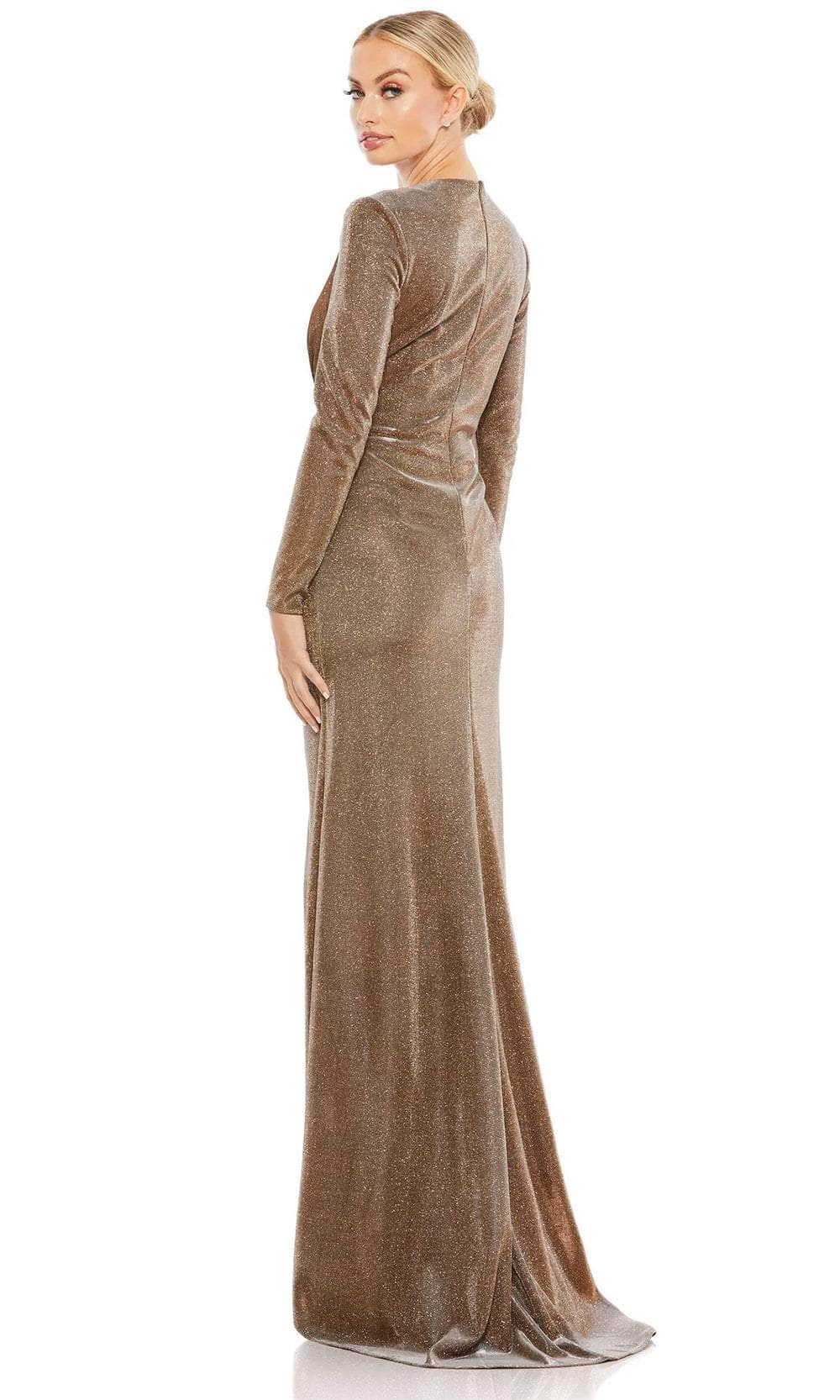 Twist Front Metallic Evening Dress