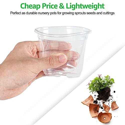 Bonviee Plant Nursery Pots with Humidity Domes 30 Sets 4 Inch Soft Nursery Pots