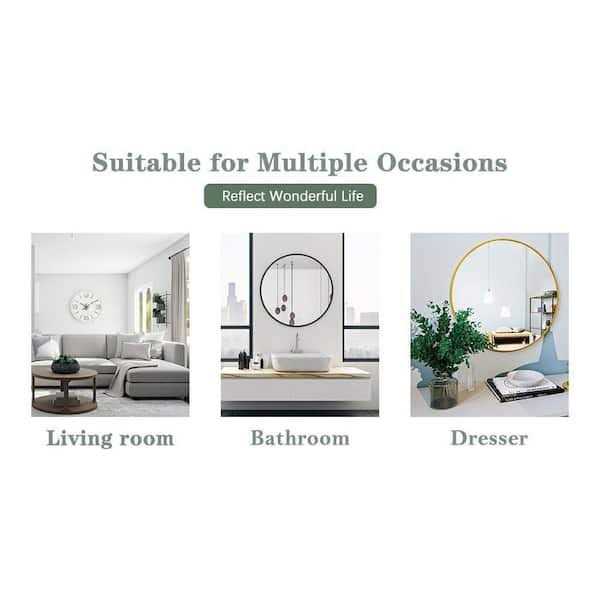 XRAMFY H Round Aluminum Alloy Framed Wall Mirror