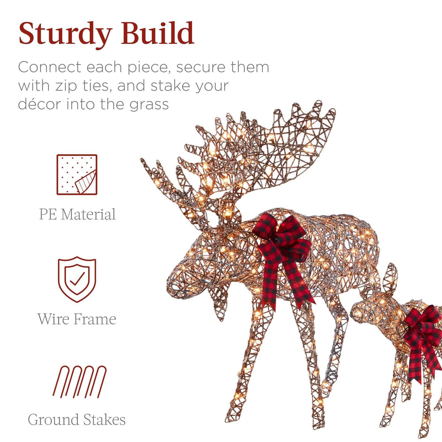Best Choice Products 2-Piece Moose Family Lighted Christmas Yard Decor Set w/ 170 LED Lights