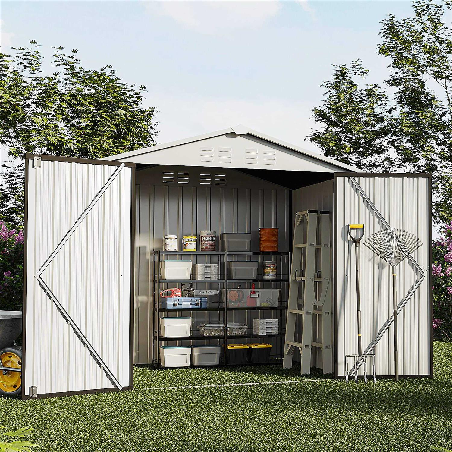 Tolead 6′ x 4′ Outdoor Metal Tools Storage Shed Backyard Garden Patio