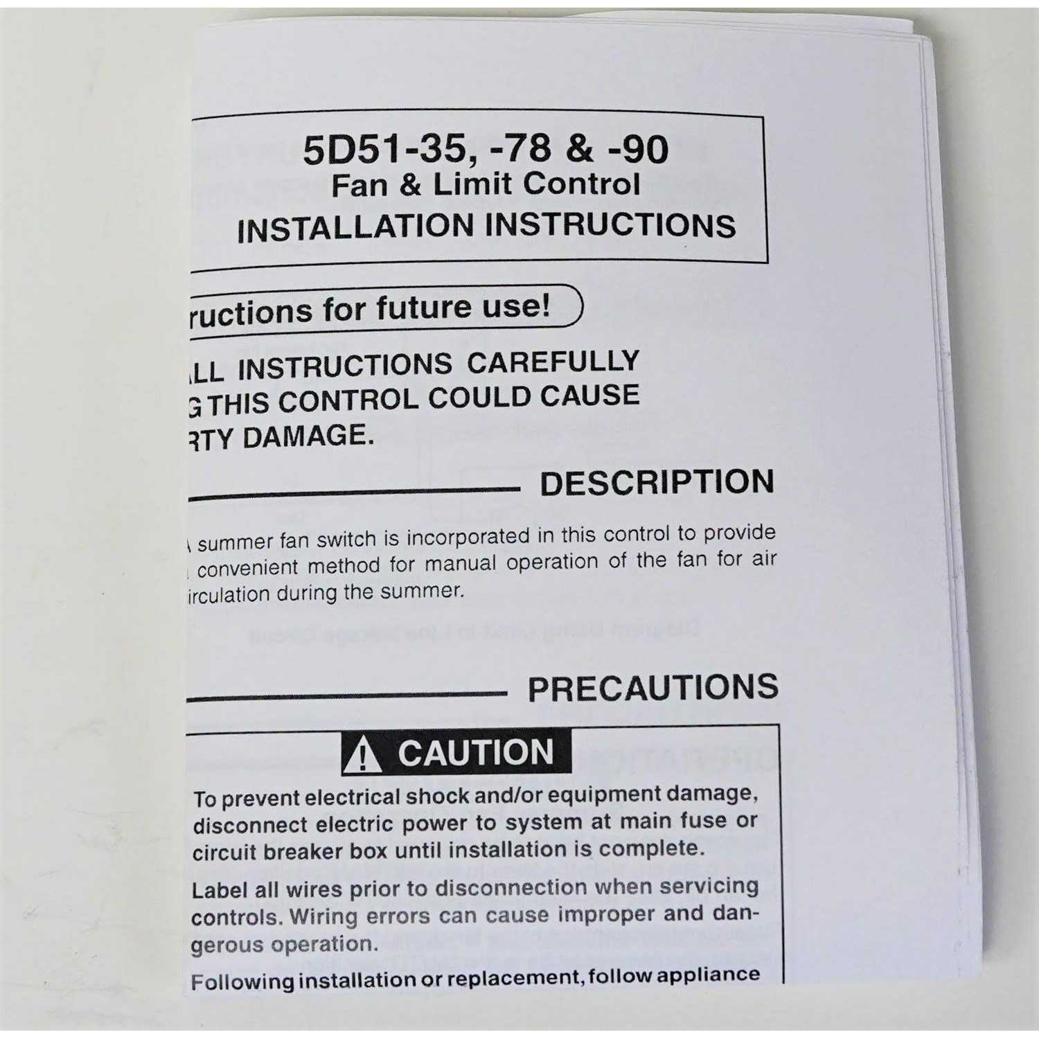 White Rodgers 5D51-35 Fan and Limit Control