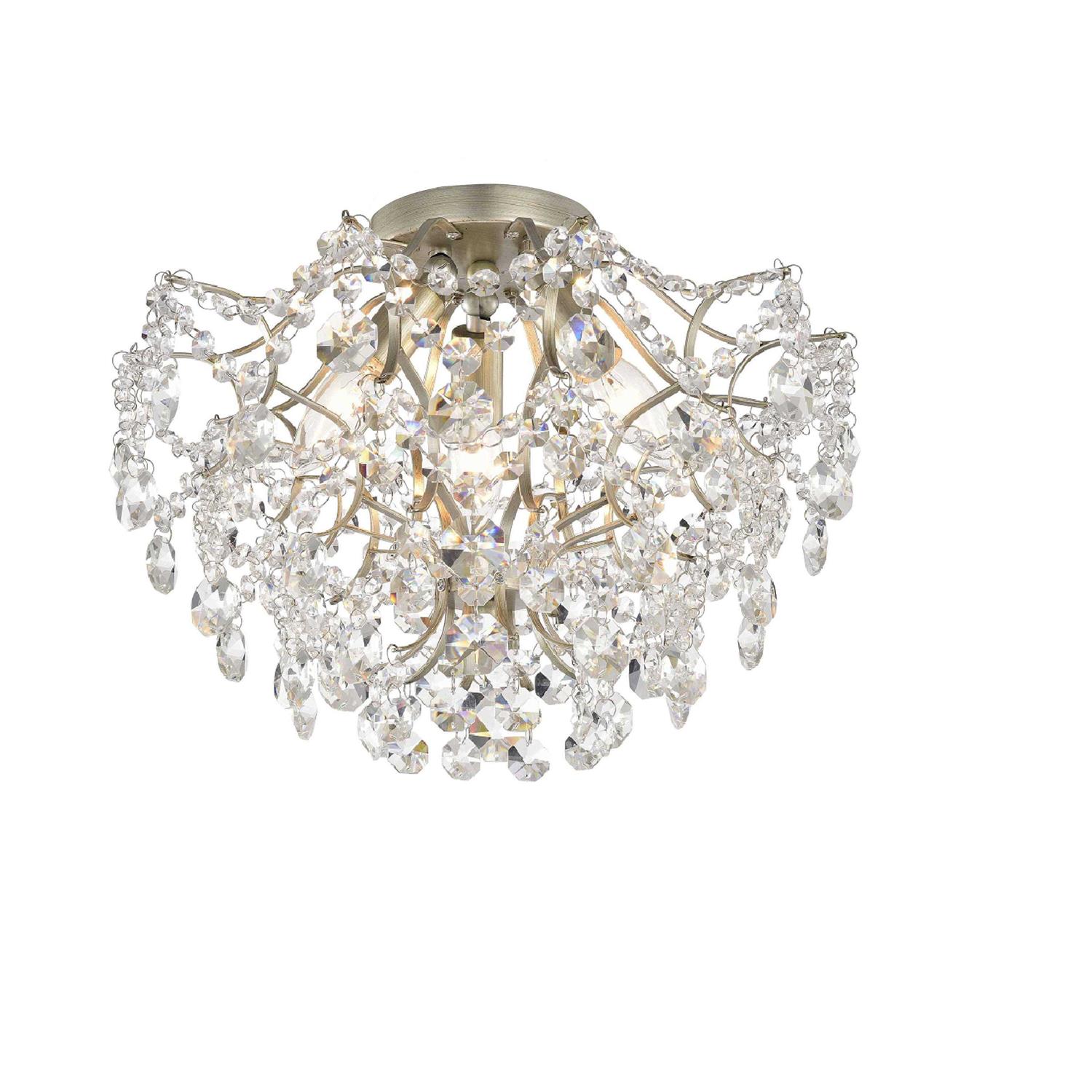 The Lighting Store Dalia Elegant Indoor 3-light Champagne Crystal Flush Mount