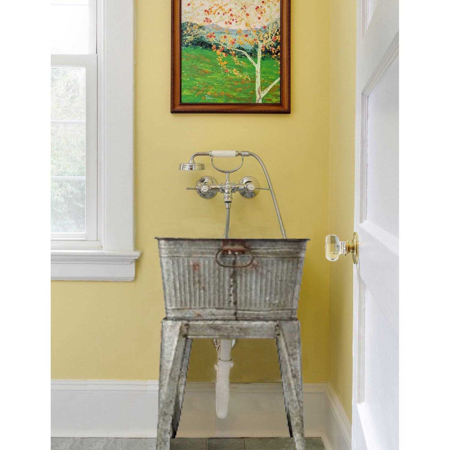 Benzara Multi Functional Galvanized Metal Tub on Stand BM16184