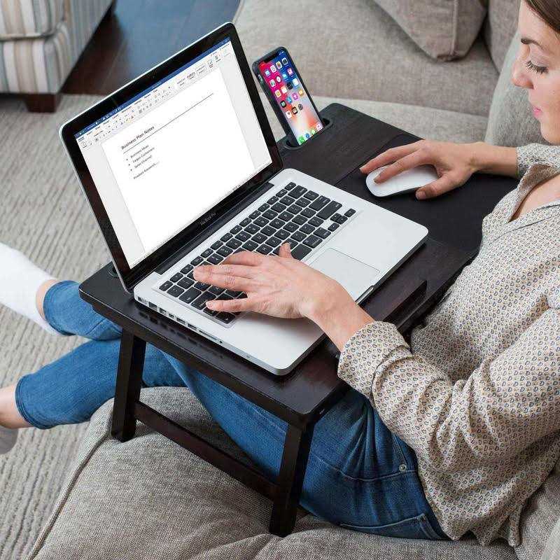 birdrock home bamboo laptop bed lap tray multi-position adjustable tilt surface