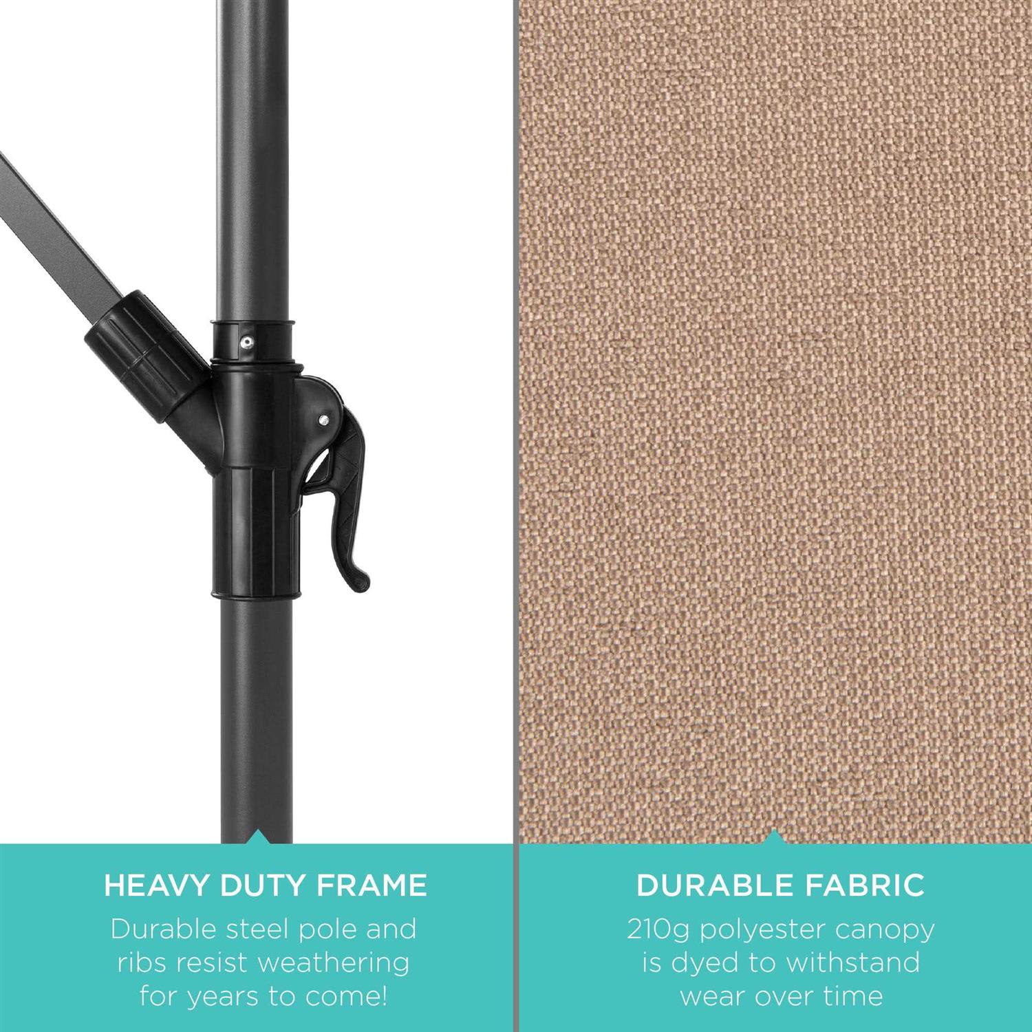 Best Choice Products 10ft Offset Hanging Outdoor Market Patio Umbrella w/ Easy Tilt Adjustment