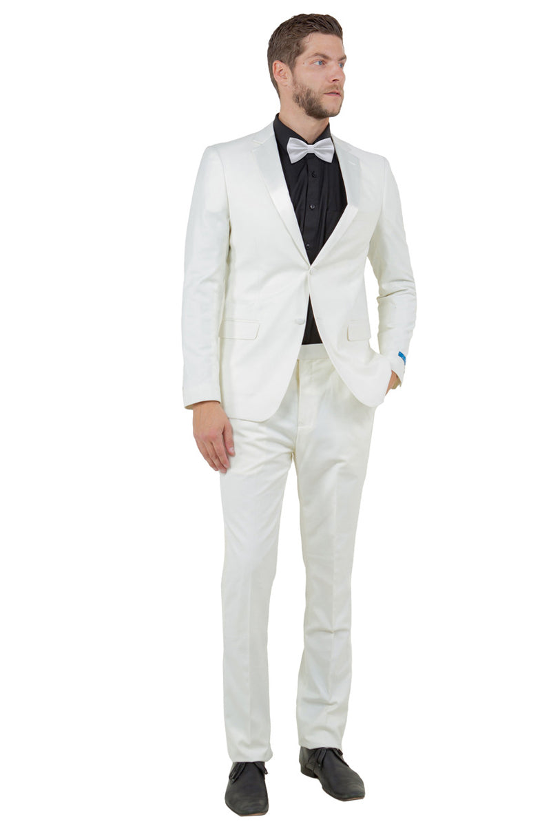Men’s Two Button Slim Fit Wedding & Prom Tuxedo in Ivory Off White