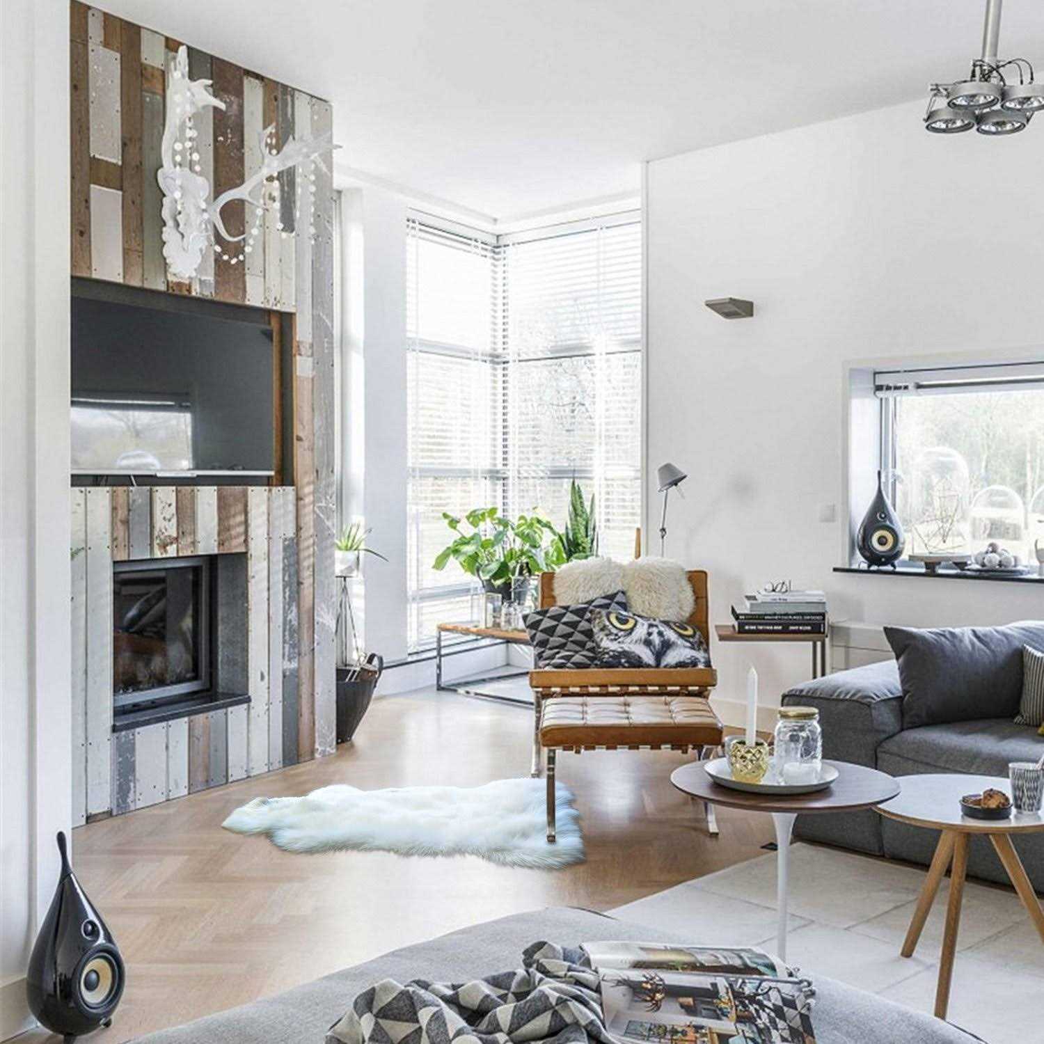 Ashler Faux Fur Rug Fluffy Shaggy Area Rug Ultra Soft 2 x Sheepskin Fur Rug