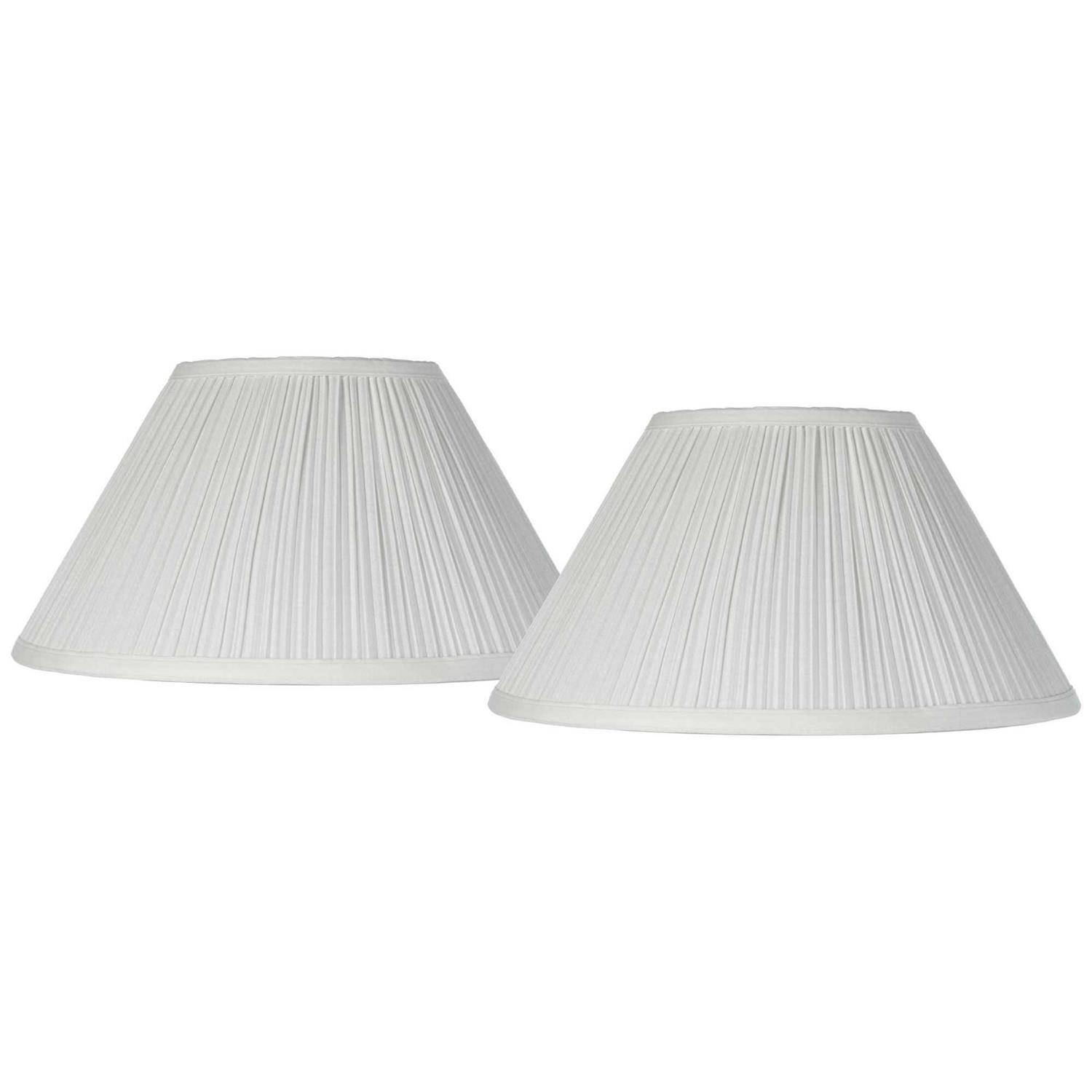 Springcrest Set of 2 Pleated Empire Lamp Shades White Medium 7 inch Top x Bottom x High Spider Harp and Finial Fitting