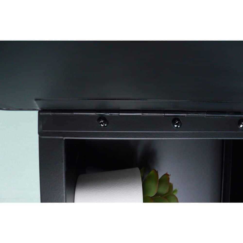 24 in. W x 30 in. H Rectangular Black Metal Framed Wall Recessed/Surface Mount Bathroom Medicine Cabinet with Mirror