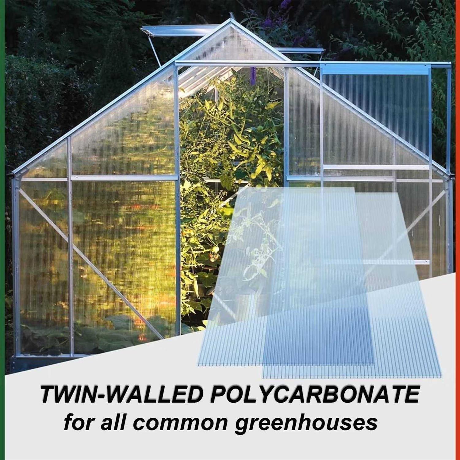 14 Pieces Set 2′ X 4′ Polycarbonate Panel,Twin Wall Polycarbonate Panels Waterproof UV Protected Reinforced Clear Sheets for Greenhouse