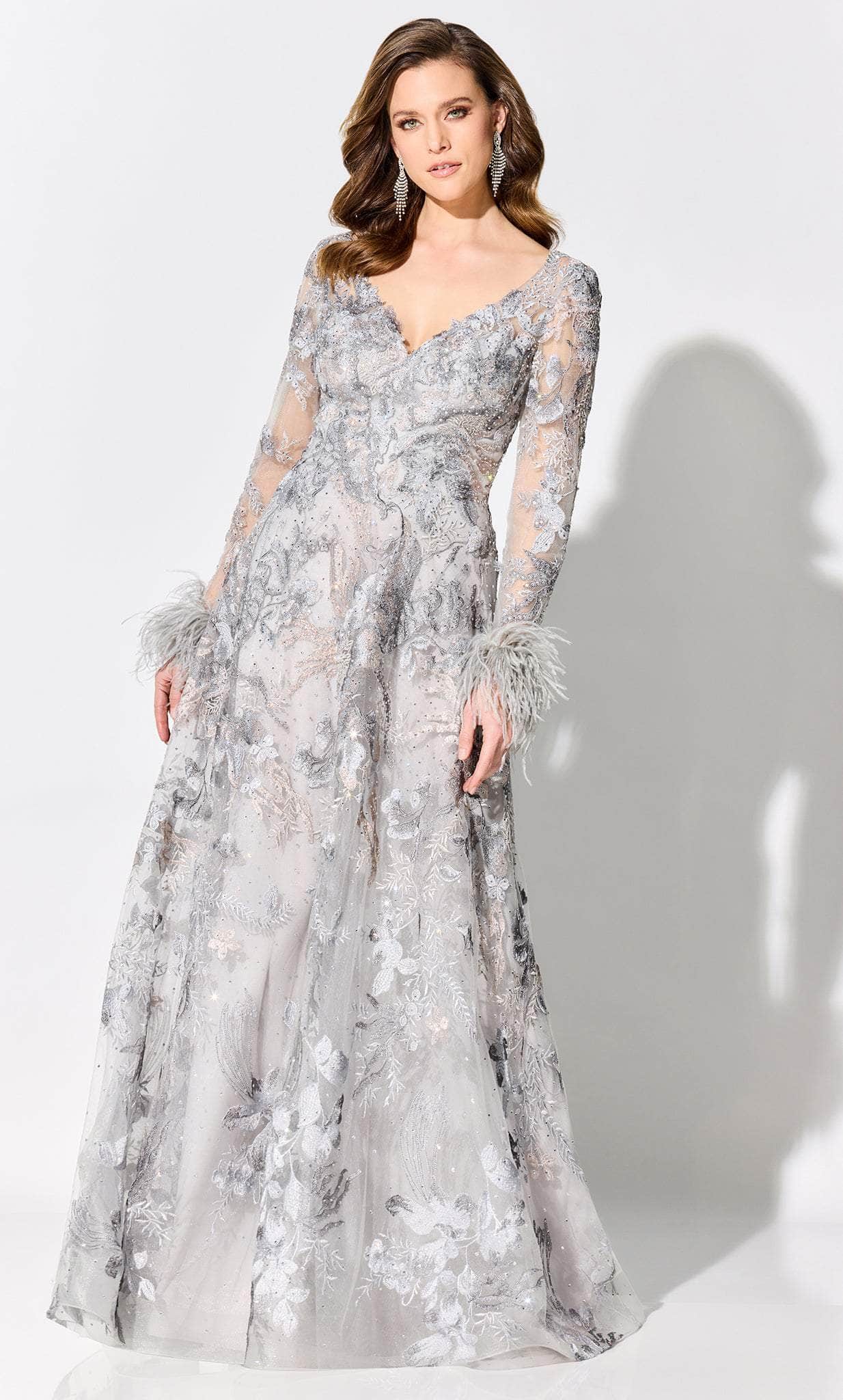 Embroidered A-Line Evening Gown