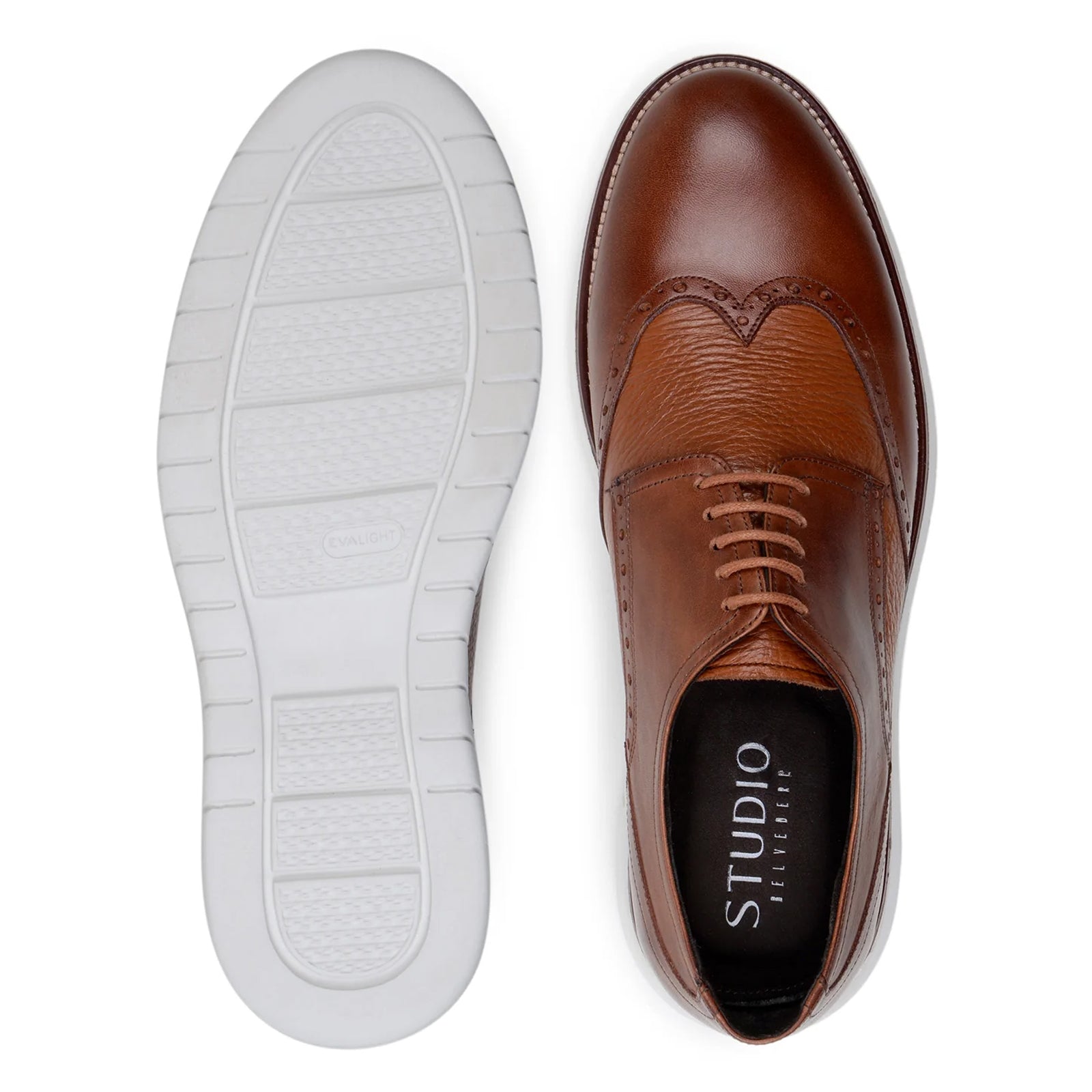 Men’s Belvedere Enzo Nappa Leather Casual Wingtip Dress Shoe in Tan