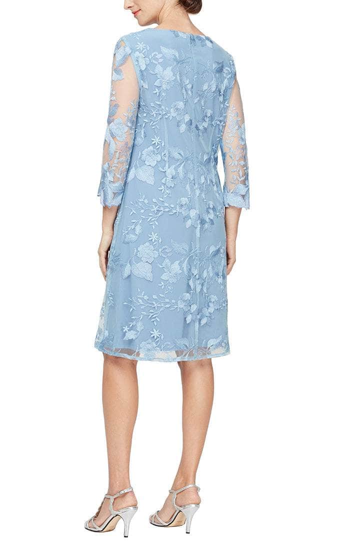 81122202 Embroidered Lace Mock Jacket Jersey Dress