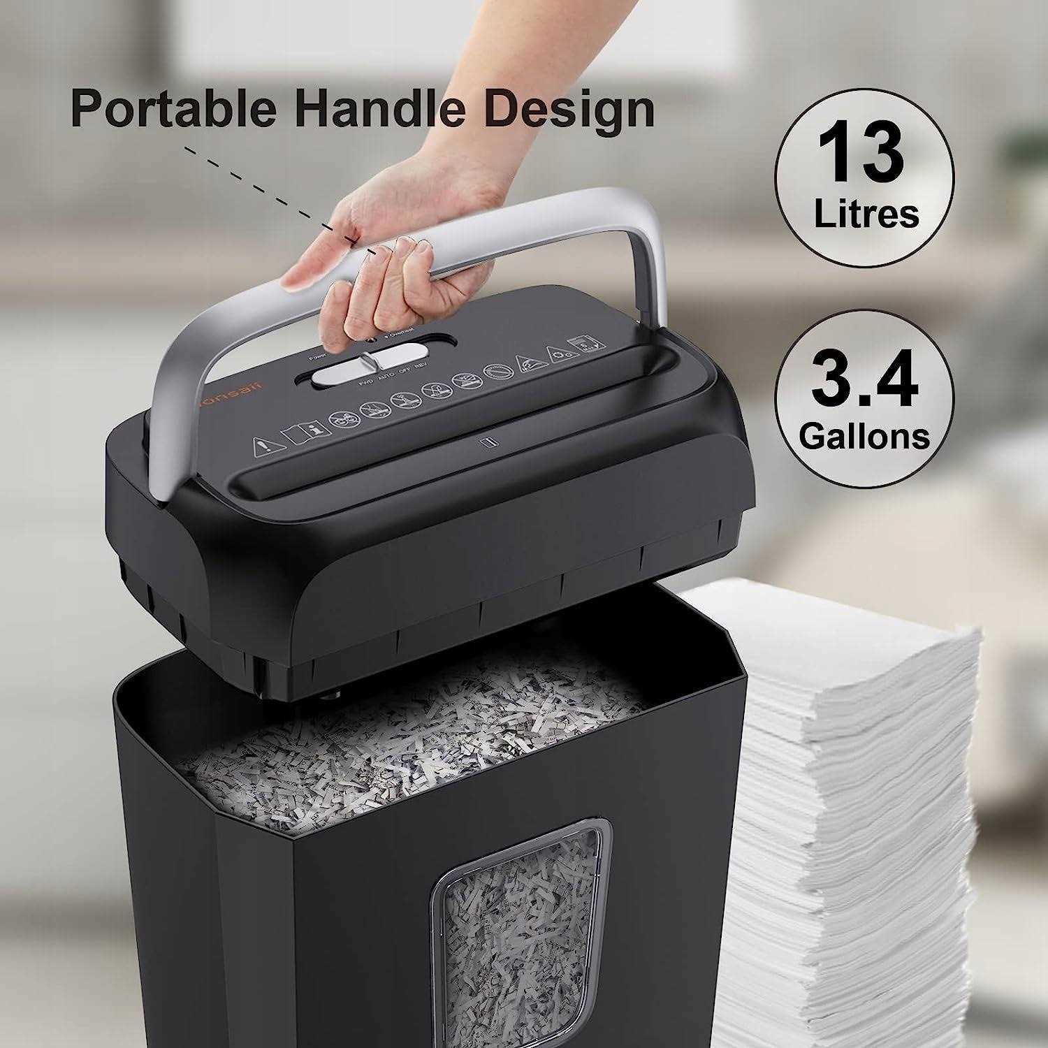 Bonsaii Paper Shredder for Home Use,6-Sheet Crosscut Paper and Credit Card Shredder for Home Office with Handle for Document,Mail,Staple