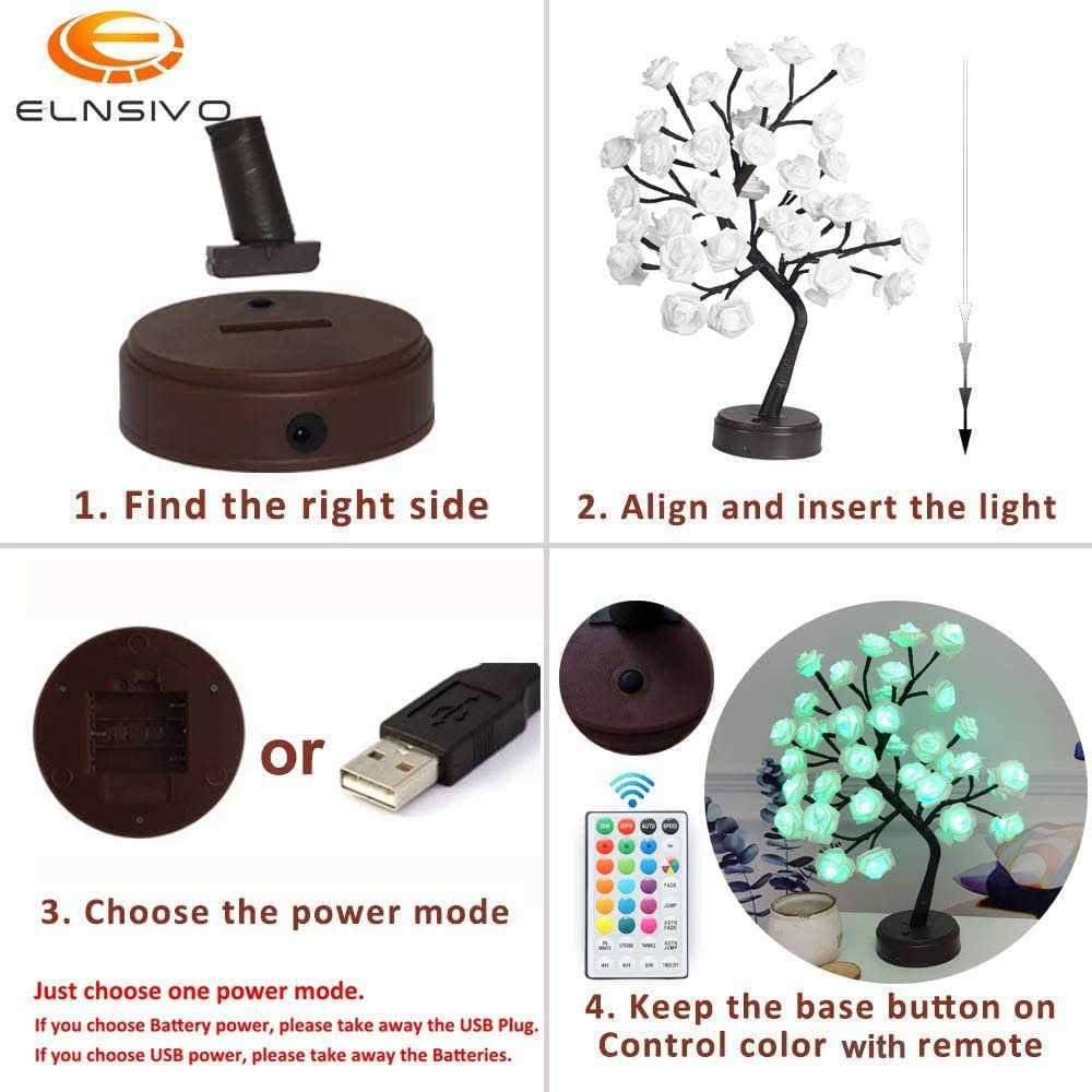 18 Colors Rose Tree Lamp Color Changing Multicolor Rose Table Lamp with Remote