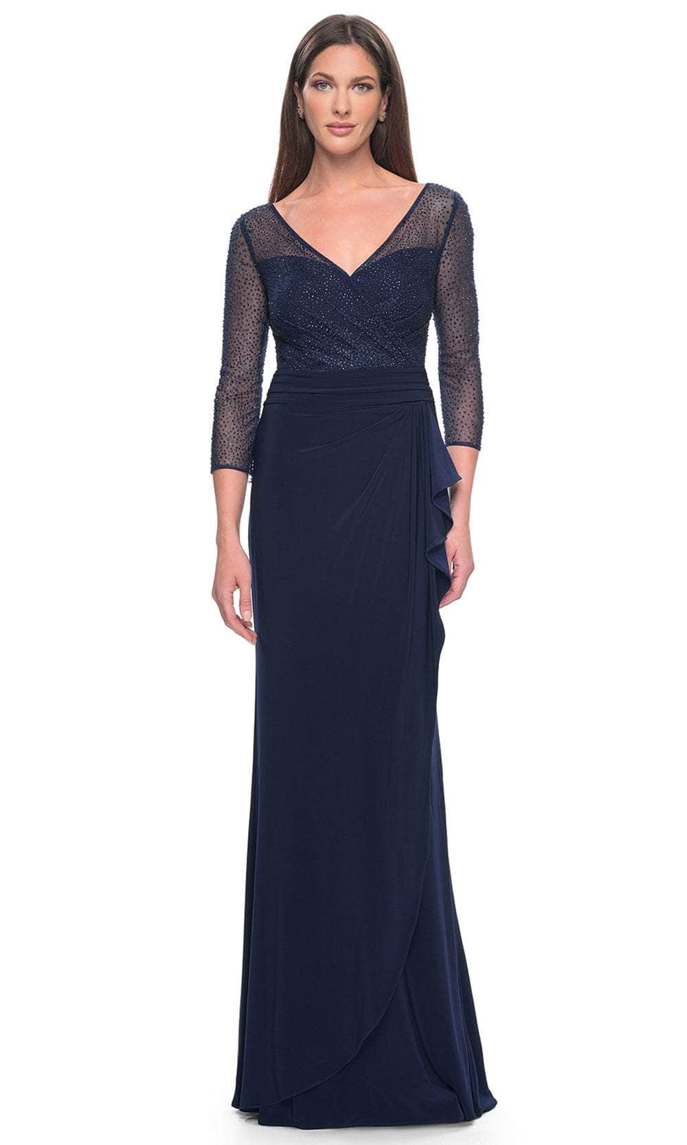 Illusion V-Neck Rhinestone Formal Dress