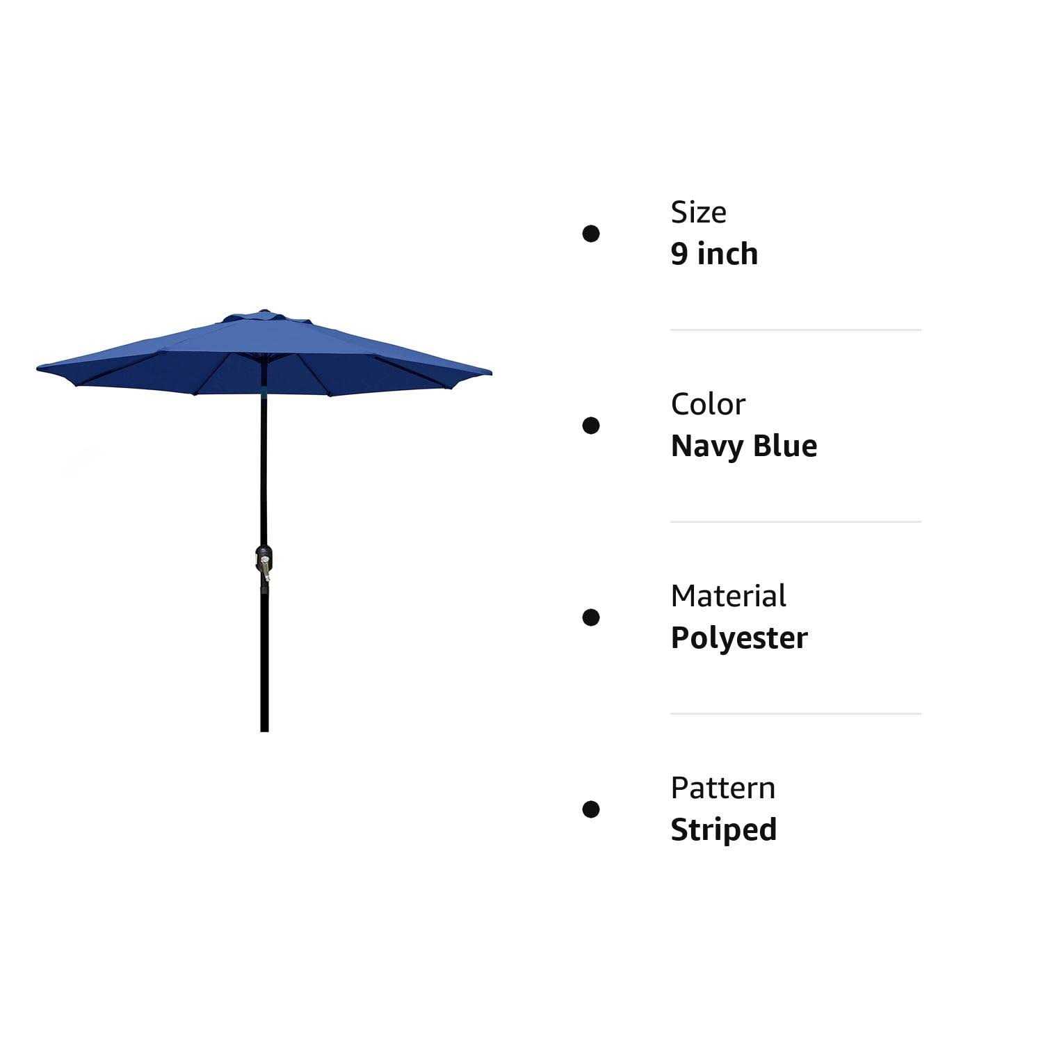Blissun 9′ Outdoor Market Patio Umbrella with Push Button Tilt and Crank