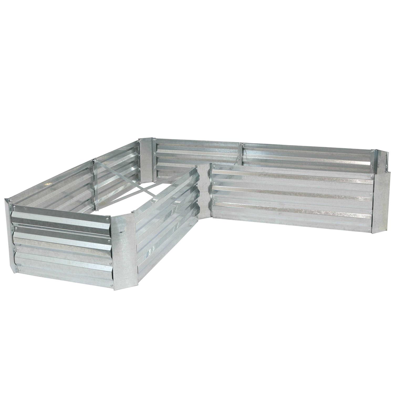 Sunnydaze L-Shaped Galvanized Steel Raised Garden Bed