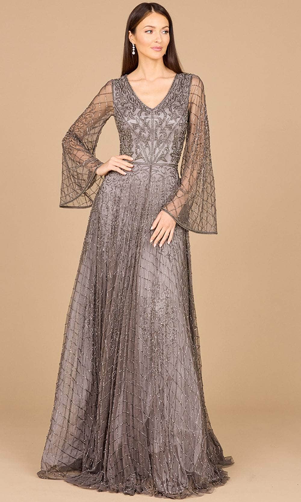 Flare Sleeve Embellished Gown