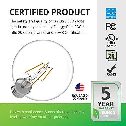 Sunco Lighting Sunco 10 Pack G25 Globe Light Bulbs LED Edison Vanity Light Bulbs for Bathroom
