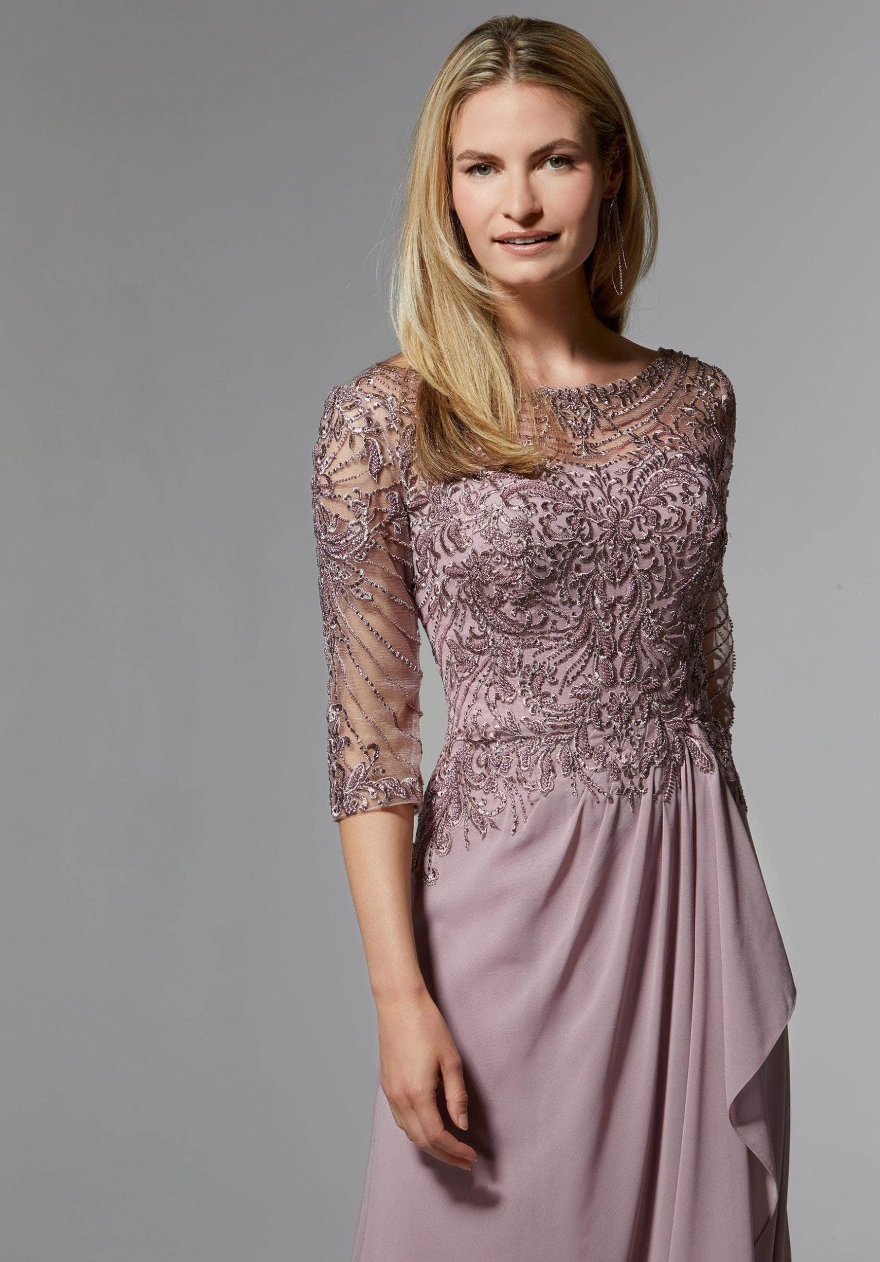 72412 Illusion Bateau A-Line Evening Dress