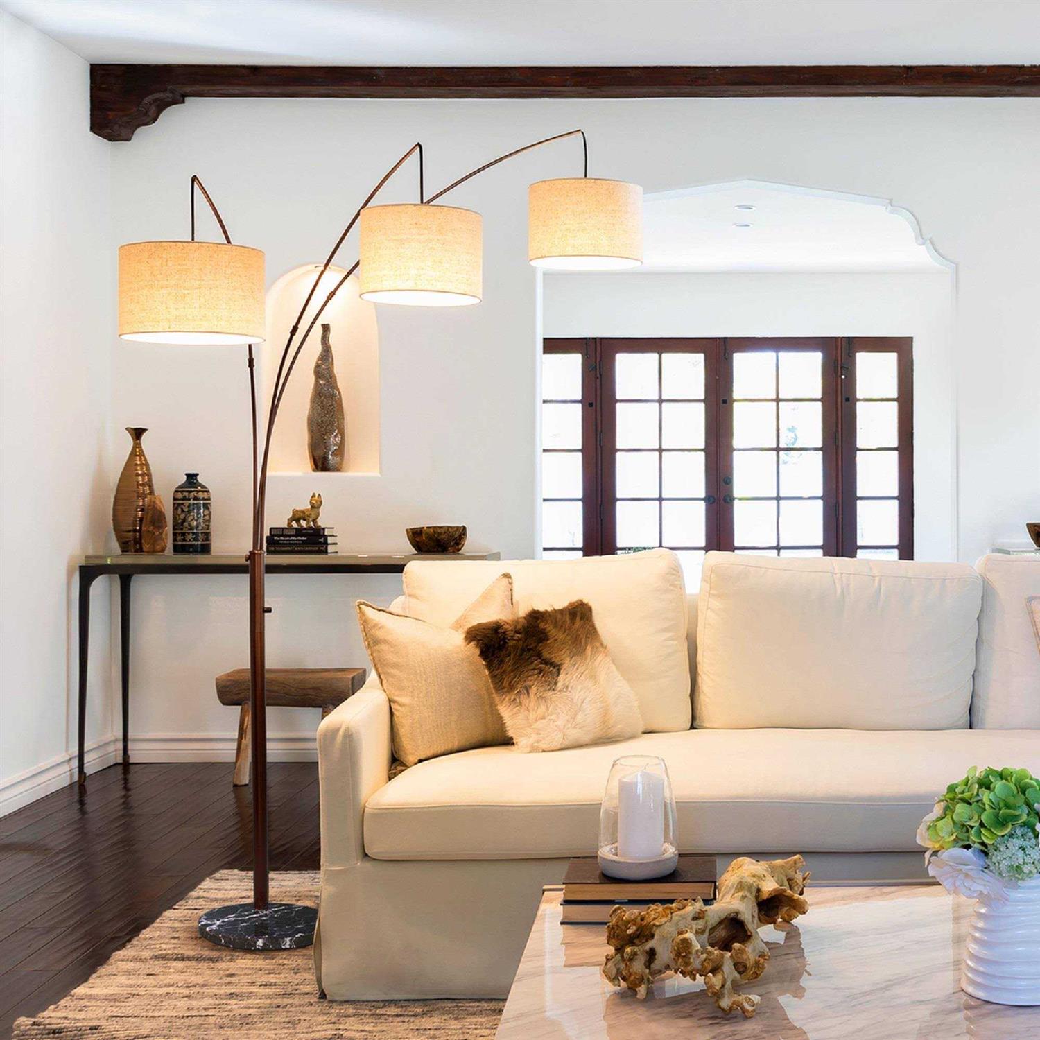 Brightech Trilage Marble Base LED Floor Lamp