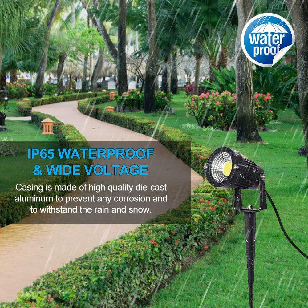 WEYANG Landscape Outdoor,IP65 Waterproof Garden Spotlights,5W AC 120V Yard Flood Light,Metal Ground Stake Lawn LED Spotlight