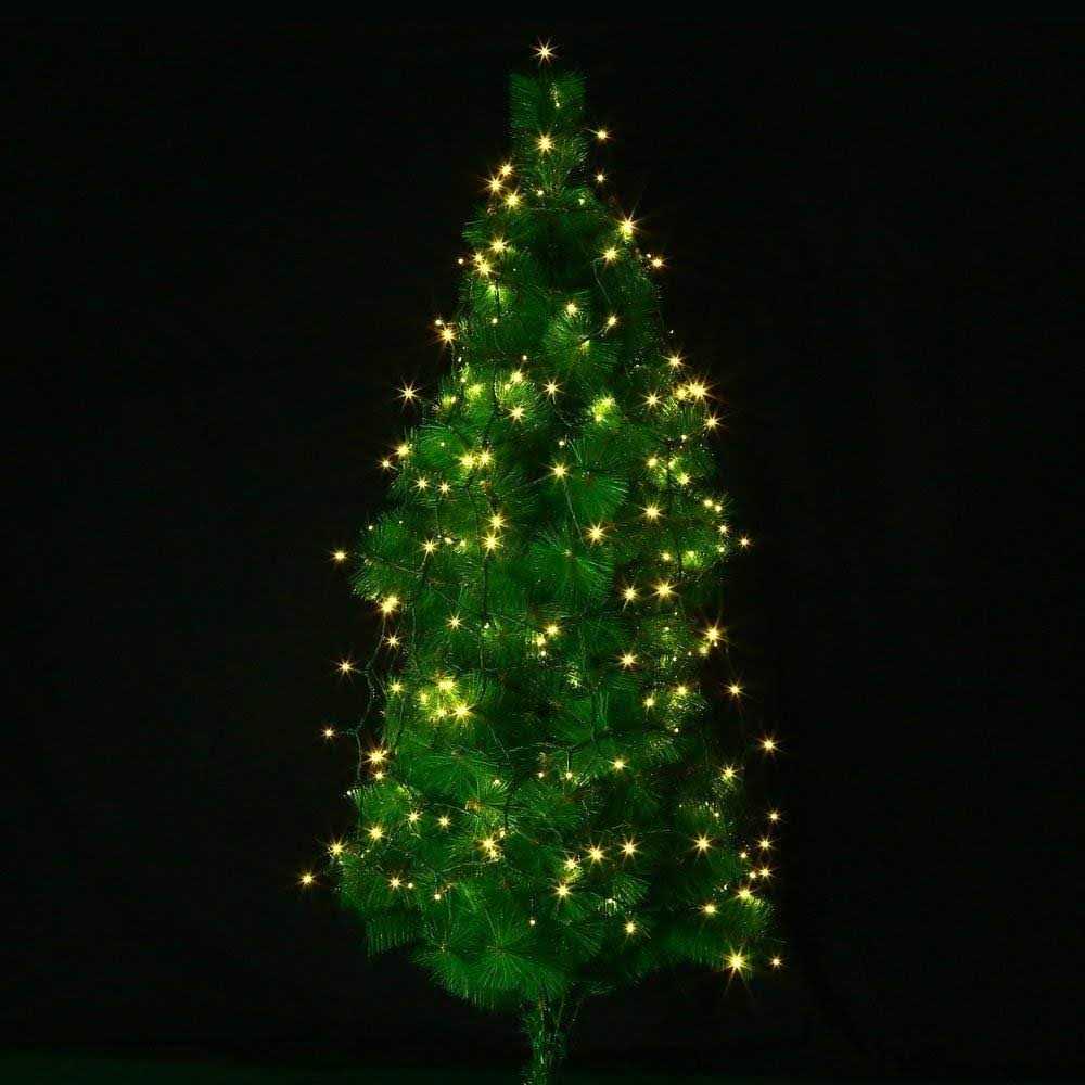 4 Pack Battery Operated Outdoor Christmas Tree String Lights with 50 Warm White LEDs on 16.5ft/5m of Dark Green Cable,Ambiance Lighting for Bedroom