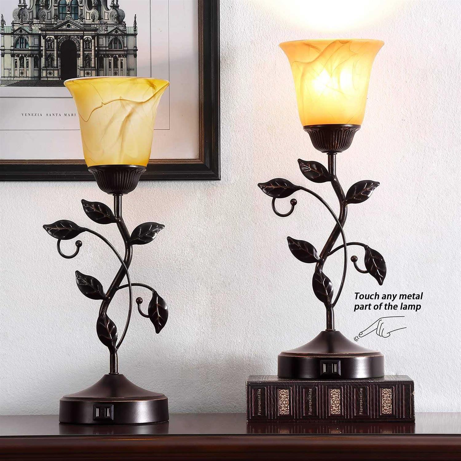 Touch Control Table Lamp with 2 USB Charging Ports 3-Way Dimmable Bedside Nightstand Lamps