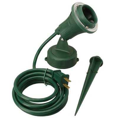 Woods Outdoor Floodlight Fixture with Stake (6-Feet Cord, 120V, Green) (2 Pack)