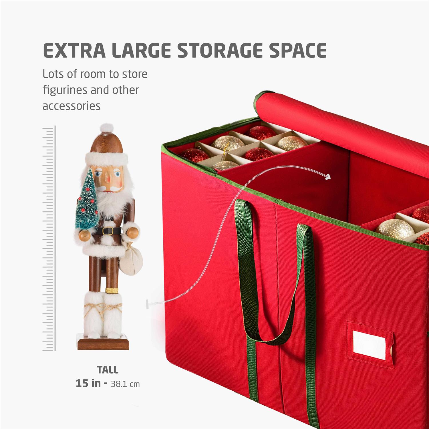 ZOBER Christmas Ornament Storage Box Stores 80 Ornaments W/Dividers