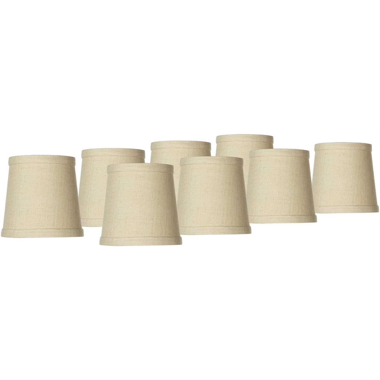 Springcrest Set Hardback Drum Lamp Shades Nallad Herbal Beige Small 4 Top x 5 Bottom x 5 High Candelabra Clip-On Fitting