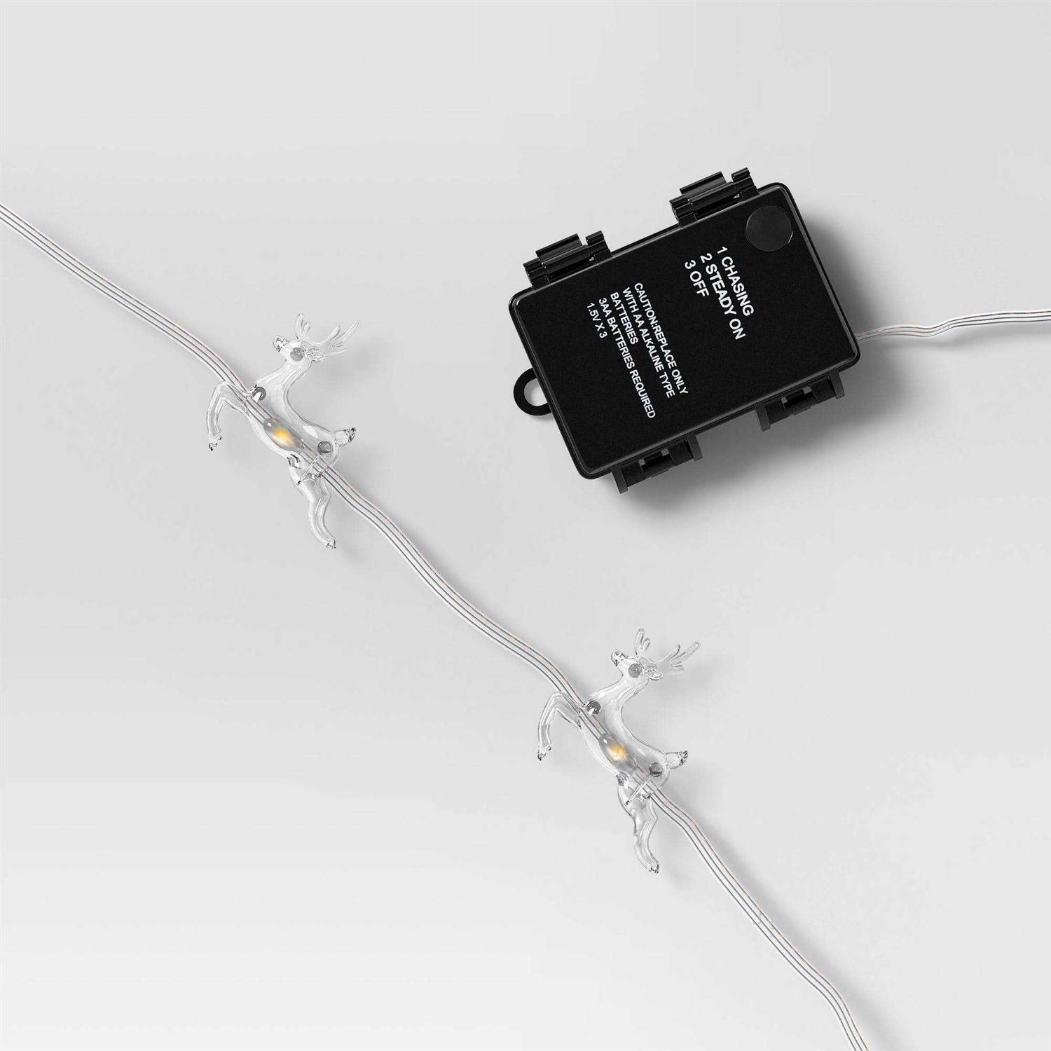 Wondershop 20ct LED Battery Operated Deer Christmas Novelty String Lights Warm White Clear Wire