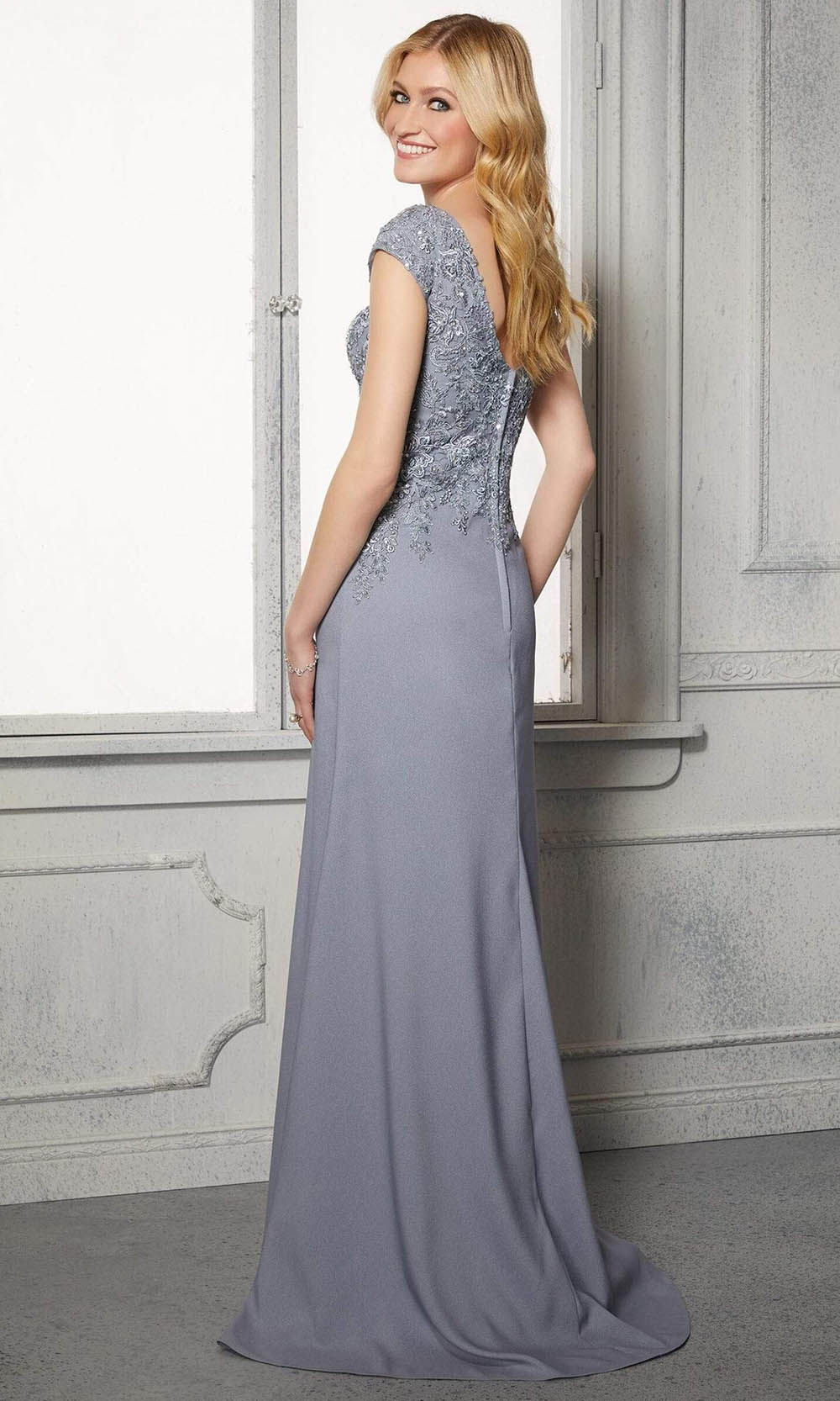 72421 Cap Sleeves A-Line Evening Dress