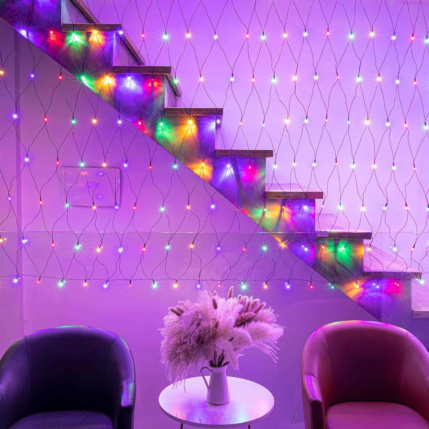 AWQ LED 6.6ft String Lights Net Mesh Lights Christmas Net Lights 8 Modes for Christmas Wedding Party Home Garden Lawn Bushes Bedroom